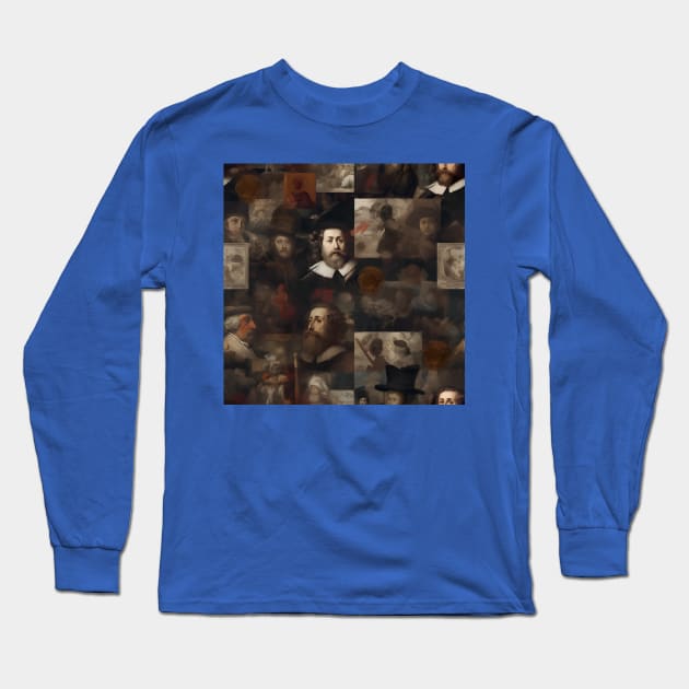 Rembrandt Paintings Mashup Long Sleeve T-Shirt by Grassroots Green